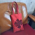 【sale】【トートバッグ】レッド×ブラックフラワーレース【0862】