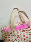 リクエスト品　ハンドメイド　入園入学準備　絵本袋　8点　花柄ピンクパープル 入園バッグ 入学バッグ 絵本バッグ レッスンバッグ 42cm×30cm 保育園
