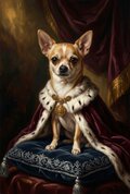 犬（チワワ）のルネサンス風肖像画 油絵風アートA4額装インテリア