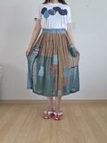 着物リメイク 麻の蚊帳 襤褸リメイク スカートパンツ 刺し子 古布