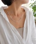 カレンシルバーと淡水パールのロングネックレス60cm | iichi 日々の