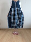 刺し子 パッチワーク 変形ジャンパースカート 古布リメイク ゆったり