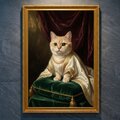 猫（マンチカン）のルネサンス風肖像画 油絵風アートA4金縁額装
