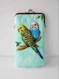 2羽のセキセイインコ・縦長羊毛フェルトがま口 | iichi 日々の暮らしを