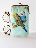 2羽のセキセイインコ・縦長羊毛フェルトがま口 | iichi 日々の暮らしを