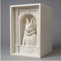 うさぎ（ヒマラヤン）の3Dプリント ブックヌーク 白PLA 本棚インテリア