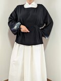 洗える シルク フリーサイズ 着物リメイク 黒留袖からチュニック