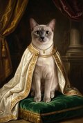 猫（バーミーズ）のルネサンス風肖像画 油絵風アートA4金縁額装