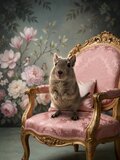 デグーのロココ調シャビーピンクアート A4金縁額装インテリア壁掛け