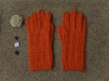 ニット手袋(アンゴラ山羊*錆朱色）の画像