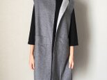 配色ウールロングベスト(グレー@薄グレー)