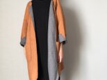二重配色ウールコート(オレンジ@グレー)