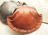 本革　きらりブロンズとトガンメタのスタッズがま口