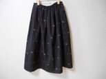 琉球絣模様シルクウールの着物リメイクスカートの画像