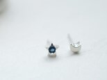 サファイア 星 ＆ 三日月 極小 ピアス シルバー925