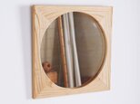 木製 鏡「四角に丸」栗材5 ミラー