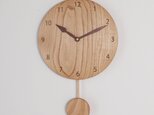 木製 振り子時計 丸型　栗材17の画像