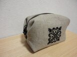 M様ご予約品　クロスステッチモチーフの四角いポーチ