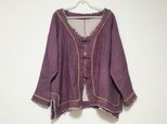 (紫)民族風手縫い入りフリンジコート/カーディガンの画像