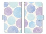 手帳型 水彩画 ドット 水玉 スマホケース ベルト：ブルーの画像