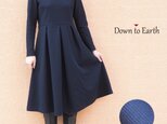 【S】アーミッシュ風シンプルワンピース◇長袖（ネイビー）＊織り目version＊