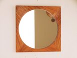 木製 鏡「しかくに◯」欅（ケヤキ）材4　ミラーの画像