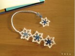 雪の結晶しおり(まる　青+白）/タティングレースの画像