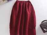 f144（再販）お得な一点  バルーンスカート　かたちよく　着回しやすい　秋冬の綿麻　スカート レッド