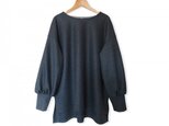 ウール100%ゆるシルエット/バルーン・パフスリーブ10分袖丈プルオーバー_Charcoal Grayの画像