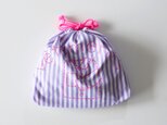 体操着入れ巾着袋　ストライプパープル 「vêtements」入園入学　このカラーはのこりわずかで完売しますの画像