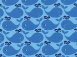 Sale*ドイツWestfalenstoffe コットン カットクロス クジラ 夏 魚 海 鯨の画像