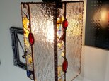 フラクチャーとクリアガラスのステンドグラスペンダントランプ　品番：WEB-lamp-001の画像