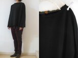 黒　ウラ起毛　シンプルボートネックプル