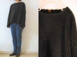 wool100%こげ茶ボア×総裏天竺　あったかプル