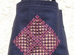 ハーダンガー手刺繍シリーズ　かばん　Ｓサイズ　ネイビーＸパープル