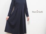 【M】アーミッシュ風シンプルワンピース◇長袖（ネイビー）*やわらかストレッチ素材*