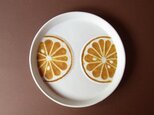 ガラス絵皿　丸皿　オレンジの画像