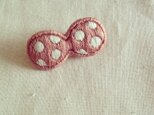 刺繍ブローチ（ピンクドットリボン）の画像