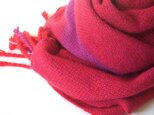 手織りカシミアマフラー・・ワンストライプ・赤紫の画像