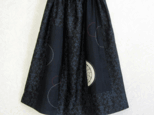 着物リメイク♪大島紬と紋と刺し子を入れたスカート（裏地付き）の画像