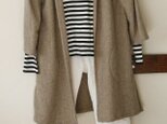 ロングカーディガン　ベージュ　ヘリンボーン　（M）