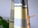 再販:手織りカシミヤマフラー/モノクロ×黄色　19301の画像
