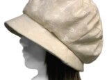 花柄刺繍コットン/セレブ帽子(ゆったりサイズ)◆ナチュラルの画像