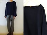 濃紺　吊り裏毛　シンプルボートネックプル