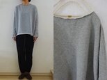 グレー杢　ウラ起毛　シンプルボートネックプル