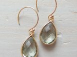 K14GF green amethyst drop cut framed drop pierceの画像