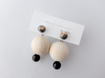 ピアス　クリームyb&wood