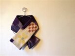 銘仙×別珍の小さな襟巻きNo.122（紫）ネックウォーマー プチマフラーの画像