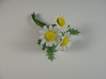 手染めの布花 マーガレット・木春菊（モクシュンギク）のコサージュ （親子で使えるコサージュ）の画像