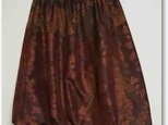 110　茶色の花柄銘仙バルーンスカート（Ｍ）の画像